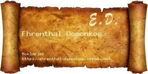 Ehrenthal Domonkos névjegykártya